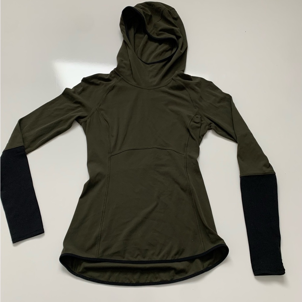Lululemon Shape Up Pullover Nulu Olive‎ Green  Heathered Black Size 2-4